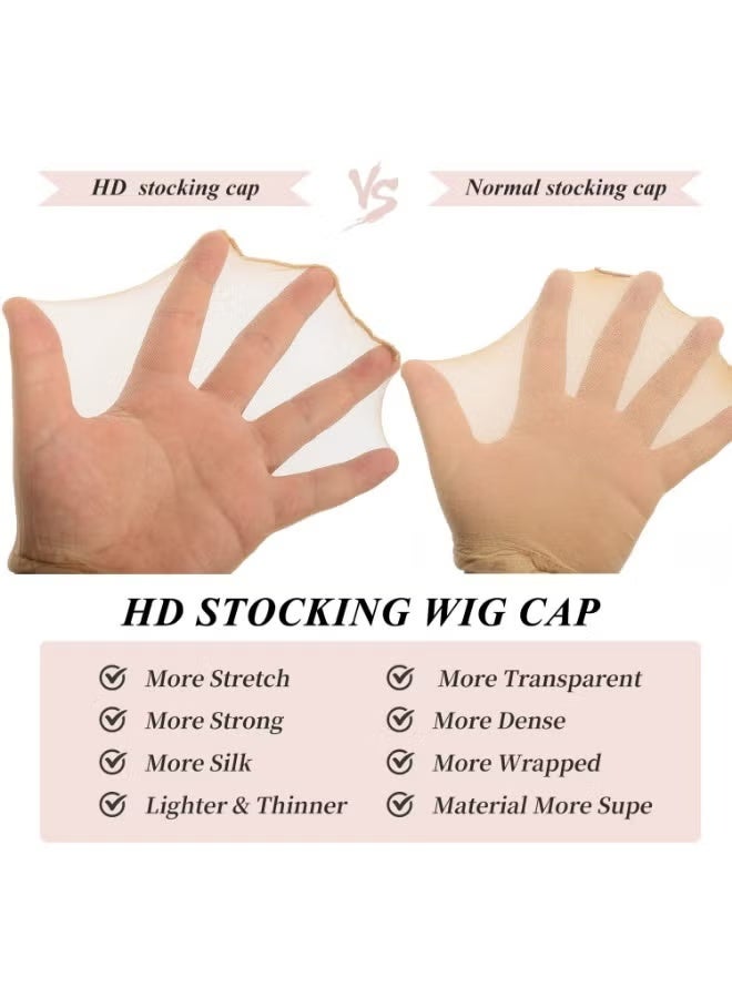 JUMEI 4PCS Transparent HD Wig Caps – Invisible, Breathable, Ultra-Thin Nylon Stocking Cap for Women, Lace & Wig Accessories - Image 2